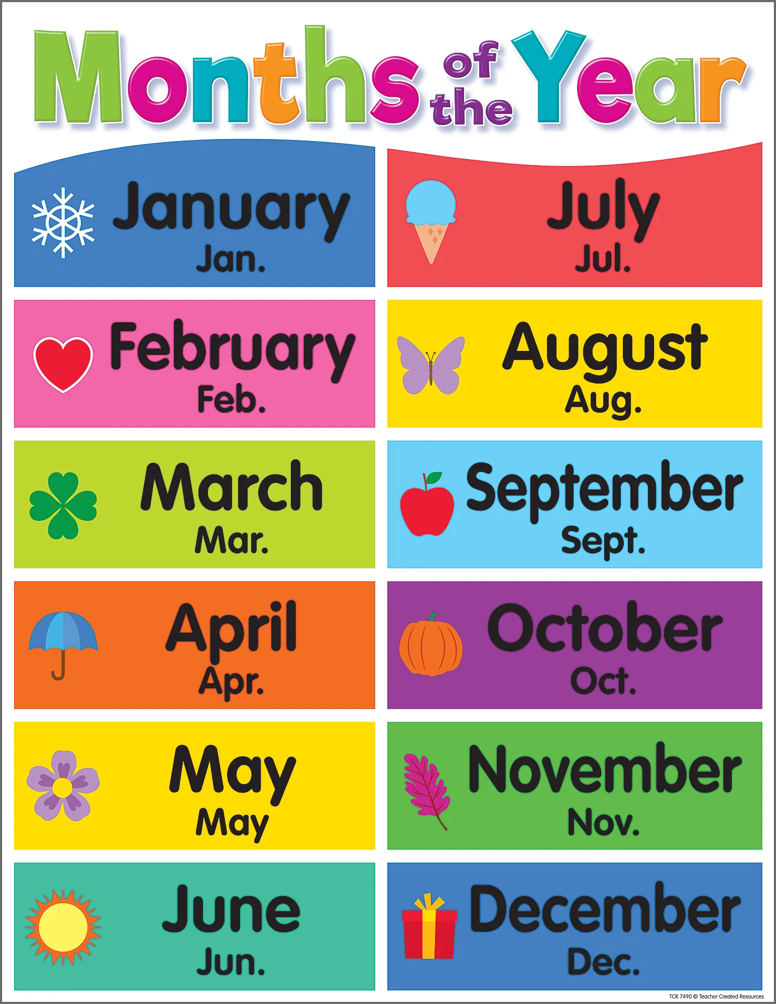 Colorful Months of the Year Chart