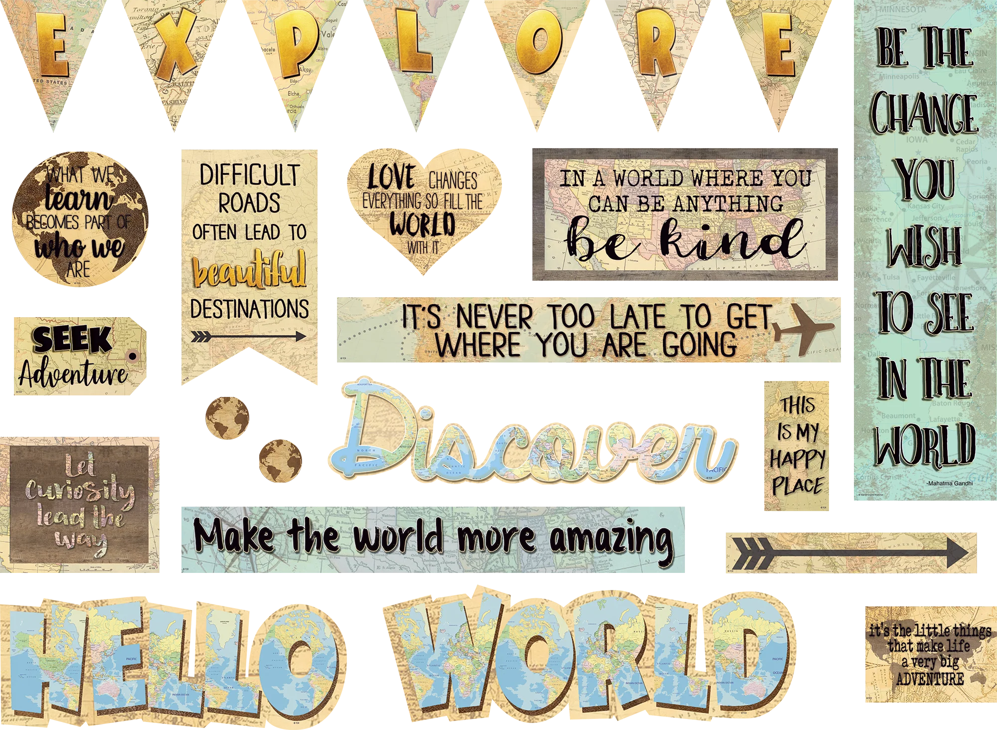 Travel the Map Mini Bulletin Board